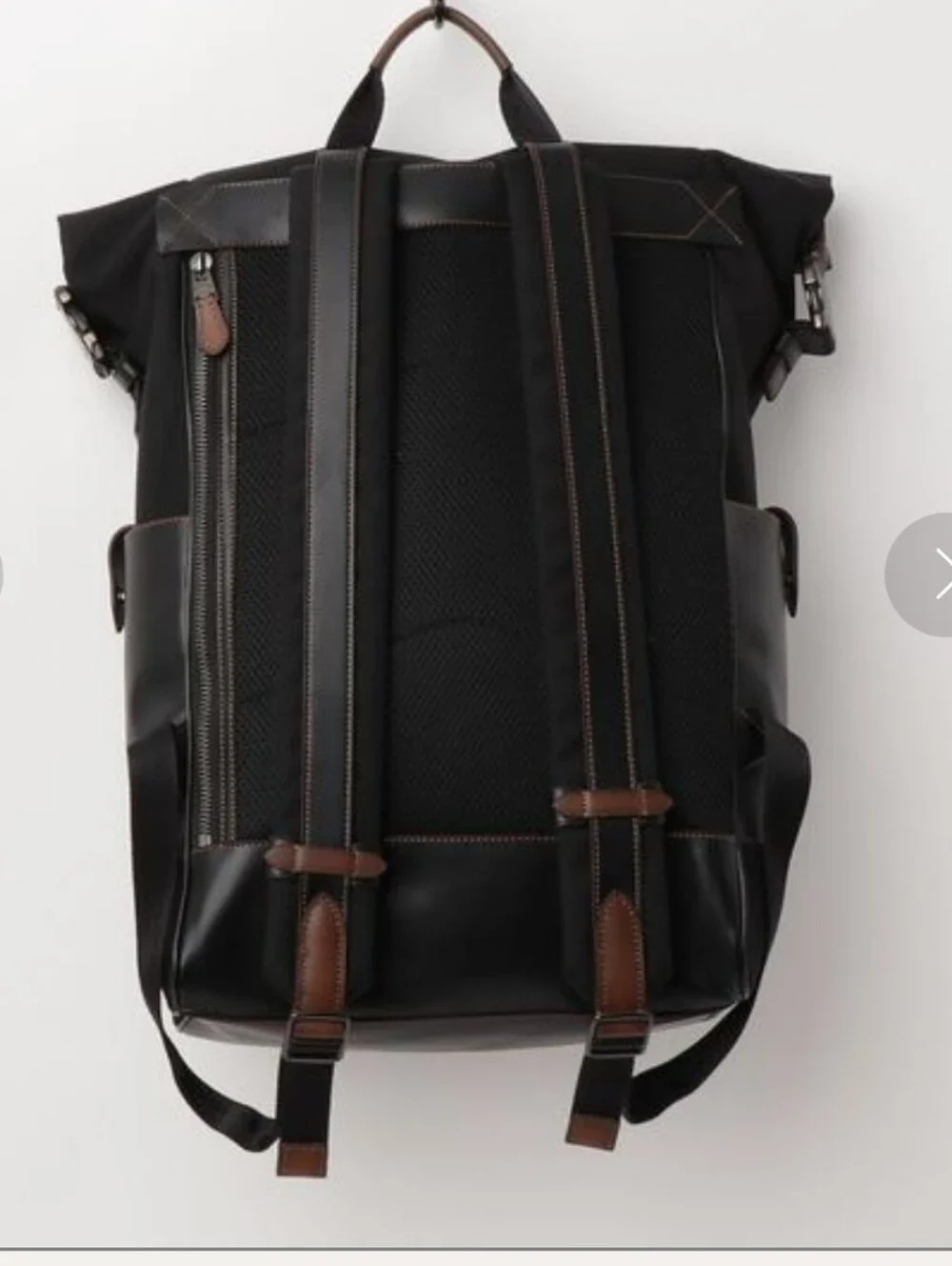 Coach Academy Travel Black Corduraa Canvas Rolltop Backpack with Leather Trim